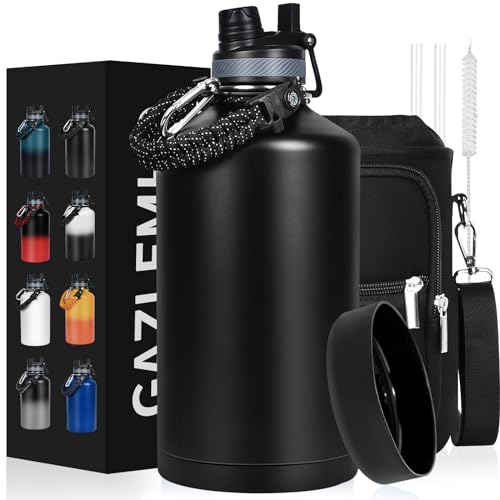 Image of GAZLEMHO 1 Gallon Water Bottle Insulated 128oz Stainless Steel Jug