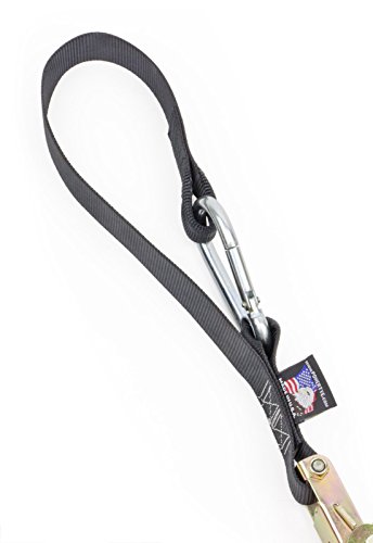 PowerTye 1.5in x 6.5ft Heavy-Duty Yellow-Zinc Ratchet Tie-Downs, Made in USA with Soft-Tye and Carabiner Hooks, Orange/Black (pair) - Thumbnail 2