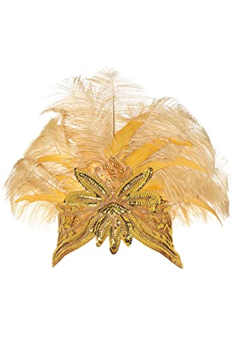 Babeyond Carnival Feather Headpiece Showgirl Headband Women's Feather Pageant Headband 1920S Flapper Headband (Gold) #TOP5