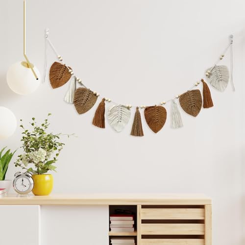 Generic Boho macrame folhas pendurado na parede decoração da arte da parede, artesanal, artesanato m