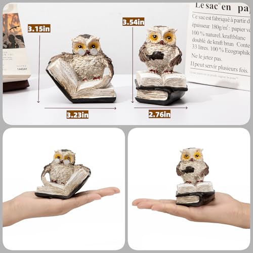 Estatua de Búhos Lectores, Set de 2 Figuras Decorativas miniatura 3