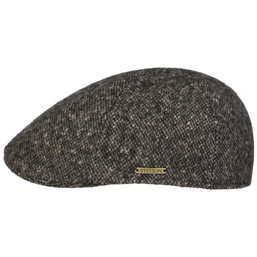 Stetson Texas Donegal Wool Flat Cap Men Anthracite-Beige 7 1/8