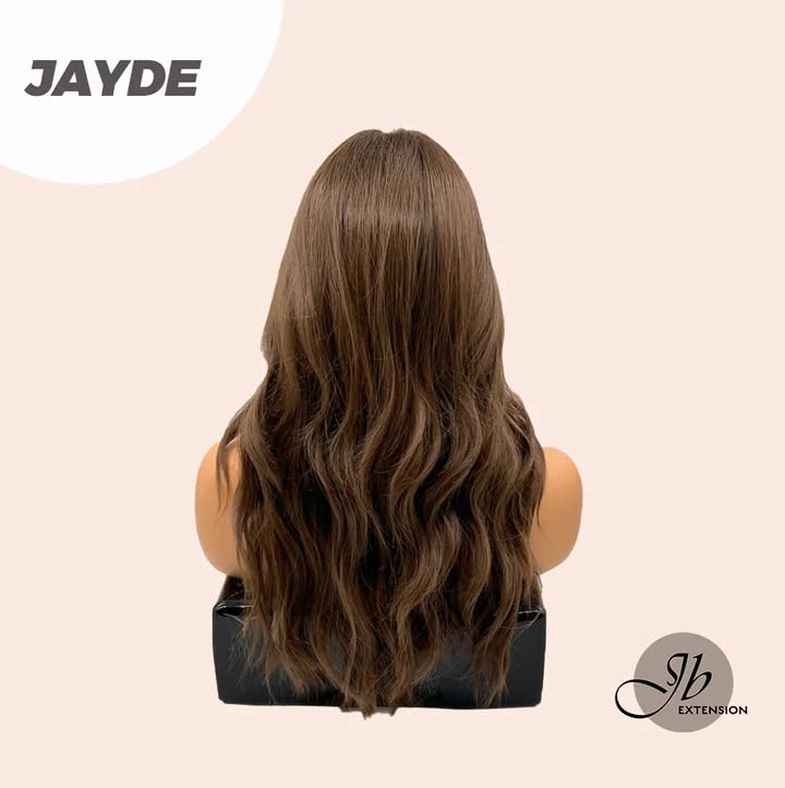 Miniatura 3 de JAYDE - Peluca de encaje frontal de color marrón natural, pelucas largas y rizadas para mujer, pelucas sintéticas naturales para uso diario (pelucas