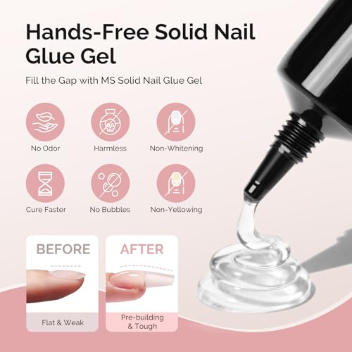 Image of MelodySusie Long Coffin Gel Nail Tips Kit-300Pcs Pre-Building Apex Fake Nail Tips 20g Solid Nail Glue Gel,Half Matte Full Cover Clear Acrylic Nail,15Sizes Thick Strong Long Lasting for Home DIY&Salon