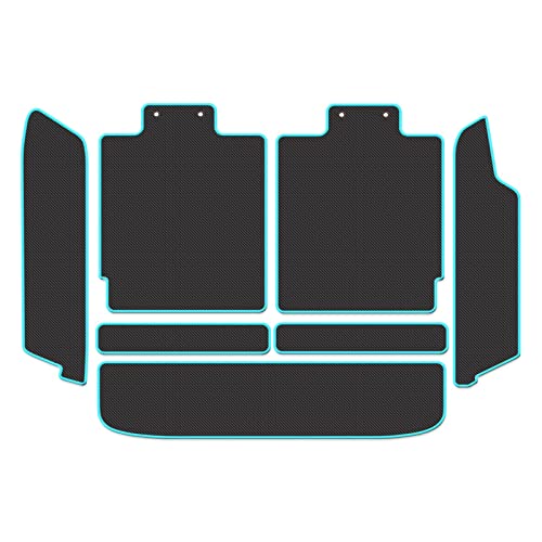 Hotfield スズキ 互換品 ジムニー ジムニーシエラ JB64W JB74W ラゲッジルームマット カーボンファイバー調 防水 【分割タイプ(マット点数:7点)】 ロック糸カラー:スカイブルー