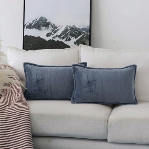 Image of RD TREND Velvet 250 GSM Rectangular 18x 28 Inches Cushion Covers Set of 2 | Throw Pillow Covers for Sofa, Bed & Living Room | Perfect for Home Decor Solid Grey