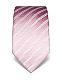 Vincenzo Boretti Herren Krawatte reine Seide gestreift edel Männer-Design zum Hemd mit Anzug für Business Hochzeit 8 cm schmal / breit rosa
