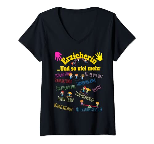 Mujer educador y mucho más, divertido educación Camiseta Cuello V