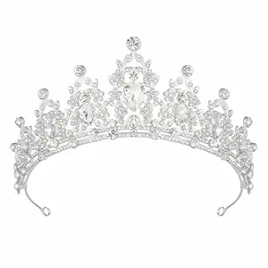 Tiara Crown for Women, Headband Hair Accessories for Birthday Wedding Party Costume Silver