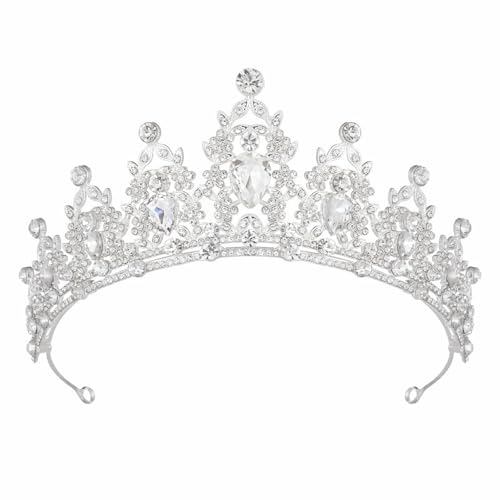 Tiara Crown for Women, Headband Hair Accessories for Birthday Wedding Party Costume Silver