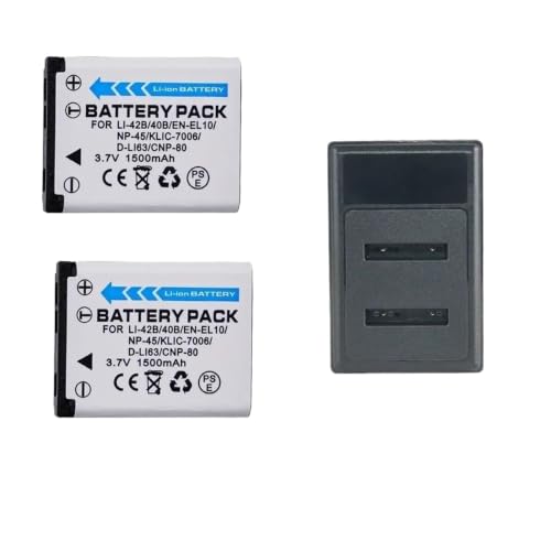 Kit de batería Li-40B y NP-45 de 1500mAh con estación de carga simultánea para fotografía