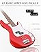 Ktaxon Full Size Bass Guitar 4 String Electric Bass Guitar Kit with Solid Wood Body, Dynamic Tone & Fantastic Hand Feeling Includes 20W Amp, Cable, Strap, Pick and Wrench(Red)