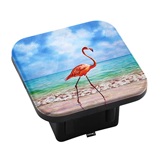 Swono Flamingo Car Towing Hitch Covers Tropical Pink Bird Flamingo Ocean Seashore Square Trailer Hitch Cover 2 Inch, Rear Receiver Hitch Covers Soft Rubber Hitch Cover For Trucks Suvs Jeeps #TOP15