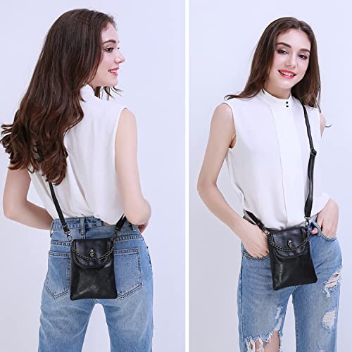 WITERY Small Crossbody Cell Phone Purse Gothic Leather Bag Shoulder Travel Purse2