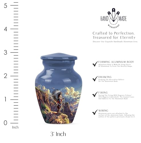 Image of Native American Urns for Human Ashes - Small Urns for Human Ashes Keepsake - Decorative Urns - Ash Urns for Humans - Urn for Ashes Adult Male - Cremation Urns for Burial (3 inch Pack of 4)