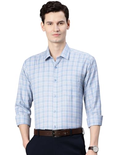 Image of Majestic Man Men's Pure Cotton Slim Fit Checkred Full Sleeve Classic Collar Everyday Formal Shirt