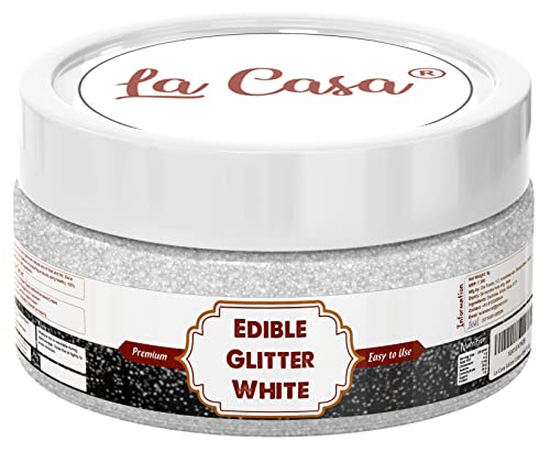 La Casa Premium Edible Glitter - WHITE | Metallic Glitter Ideal for Cake Icing Decoration & Garnishing | 9g |