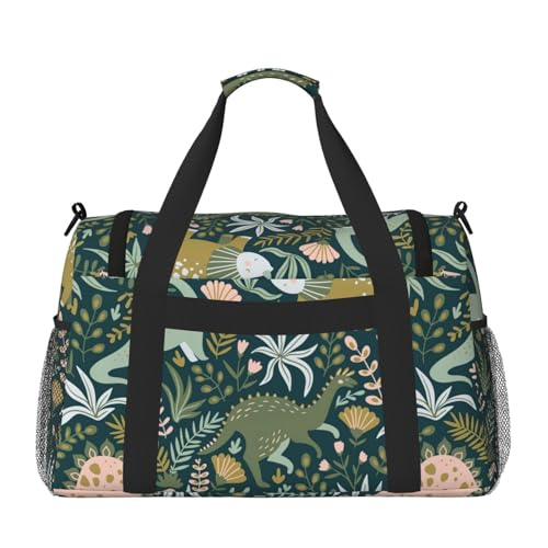 Cute dinosaur print Large Canvas Travel Duffel Bag Weekender Bags for Women Overnight Bag Carry On Tote Bag2
