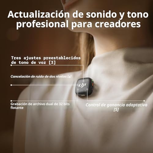 DJI Mic 3 (2 TX + 1 RX + Estuche de Carga), Micrófono Inalámbrico para iPhone/Cámara/Android, Ultraligero, Control de Ganancia Adaptativo para Volumen Equilibrado, Doble Banda Antiinterferencia, 28 - Image 4