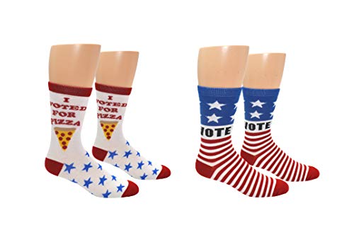 Everything Legwear Sock House Co. Voting Socks (2 Pair) - Democrat, Republican, Pizza, Tacos - One Size Fits Most