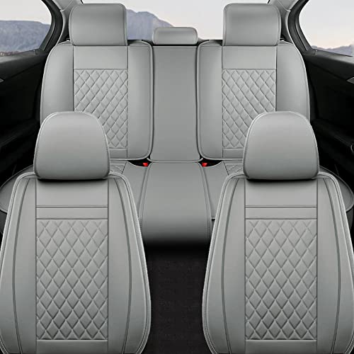 Giant Panda Car Seat Covers Full Set With Waterproof Leather Car Seat Protectors Covers Automotive Vehicle Cushion Cover Universal Fit For Most Cars (Gray) #TOP4
