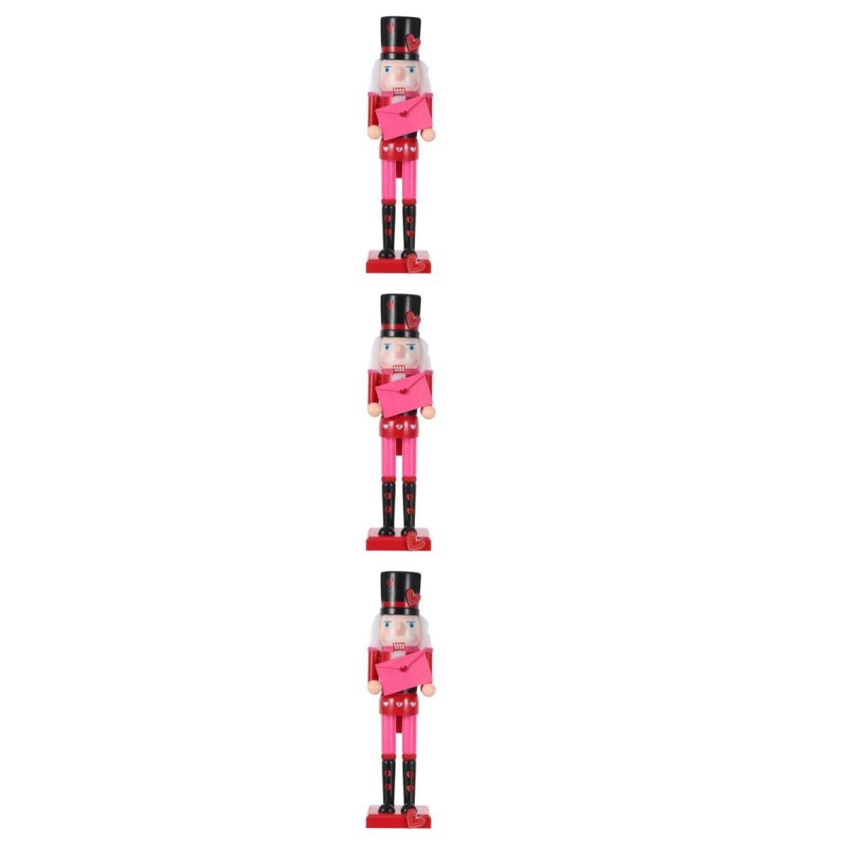minkissy 3 Piezas Cascanueces de San Valentín de Madera Rojo 36cm para