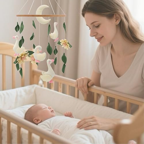 Goose Mobile for Crib Handmade Felt Nursery Decor Crib Mobile Goose for Bassinet Baby Shower Newborn Baby Gift (Goose) - Image 3
