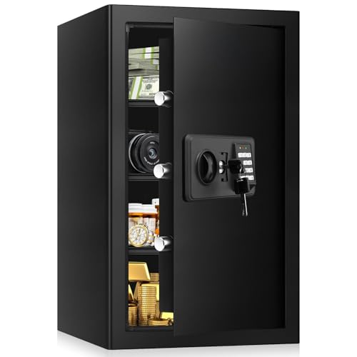 5.2 Cub Large Fireproof Safes for Home Use, Digital Security Safe Home Safes Fireproof Waterproof with Combination Lock and 3 Removable Shelves, Anti-Theft Fire Safe Box for Document Money Valuables