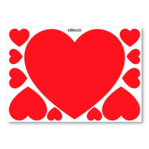 Juego de 11 adhesivos de vinilo autoadhesivos Rojo corazones de