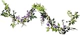 UUPP 2Pcs 6.6Ft Artificial Flowers Silk Wisteria Garland Fake Hanging Green Leaf Flower Ivy Vines fo