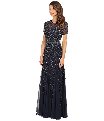 Image of Adrianna Papell Cap Sleeve Fully Beaded Gown