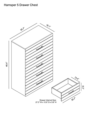Galano Hamsper 5 Drawer Dresser - Dressers - Dressers & Chest Of Drawers - Dresser For Bedroom - Dresser Organizer - Tall Dresser - Wood Dresser - Knotty Oak #TOP3