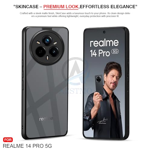 Image of AESTMO Realme 14 Pro 5G Back Cover | 360 Protection | Crystal Clear Hard Back Transparent | Bumper Case for Realme 14 Pro 5G (PC+TPU, Black Bumper)