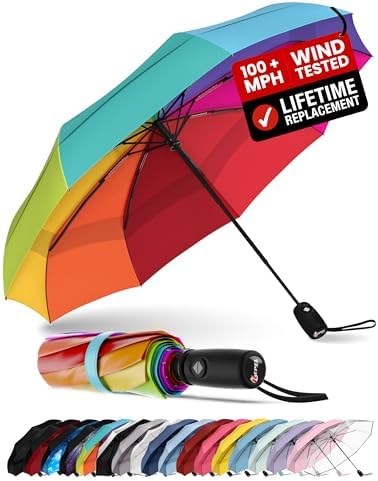 Repel Golf Umbrella with Triple Layered Reinforced Fiberglass Ribs Adorned in Red Paint, 60" Vented Double Canopy with Teflon Coating, Auto Open