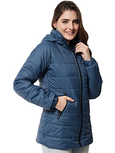 Image of KOTTY Women Nylon Peach Pink Solid Puffer Jacket