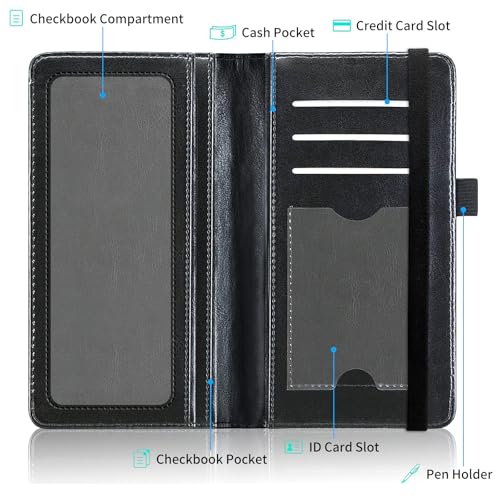 Image of FUYOCWE Leather Checkbook Cover for Men & Women, Checkbook Holder Wallet RFID Blocking | 1776 Patriotic Vintage American Map