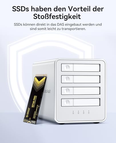 ORICO Alloggiamento per Dischi Rigidi RAID 40Gbps SSD NVMe M.2 All-Flash 4 Bay 2.5 SSD NVMe M.2 Docking Station Alloggiamento con Ventola Disco Rigido Esterno Fino a 32TB per Editing Video 4K/8K - Immagine 4