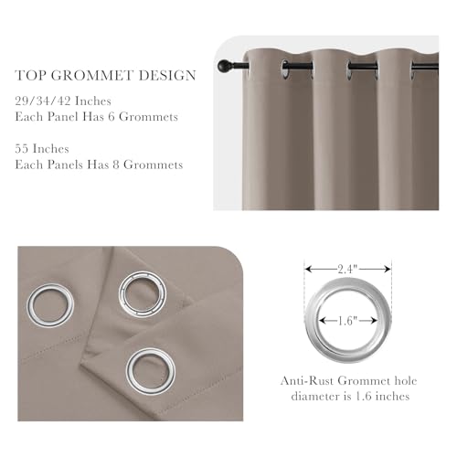Image of PONY DANCE Blackout Curtains for RV Camper Windows, Privacy Thermal Insulated Mini Curtains & Drapes for Bedroom Bathroom Kitchen Door Window Farmhouse Cover(2 Panels, W 42 x L 36 inches, Light Taupe)