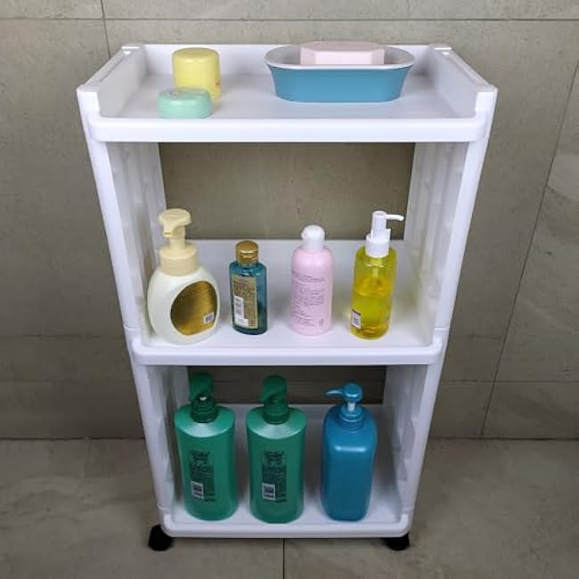 3 Tier Rolling Storage Cart Organizer Shelf on Wheels Movable Organization Rack with Wheels Shelving Unit Trolley for Bathroom Laundry Room Office Utility Cart (Taller Size)-RjQNNXez