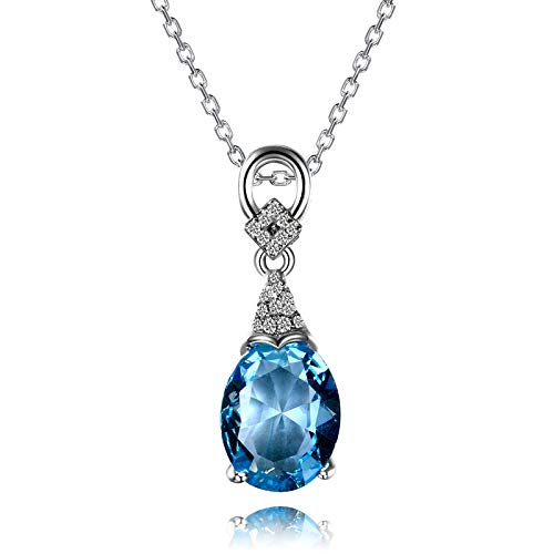 Collier pour femmes en argent S925 bleu ciel et jaune pour fête et mariage