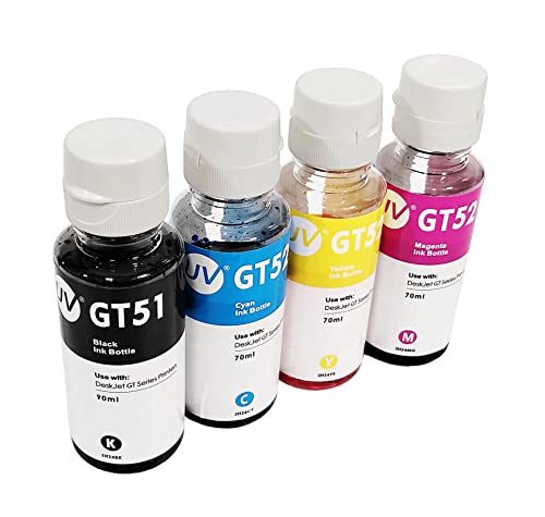 Image of UV INFOTECH GT- 51 and GT-52 / GT51 / GT52 Compatible Ink (Bk,C,Y,M) for DeskJet GT 5810 /GT 5811 /GT 5820, GT 5821 Printer, Ink Tank 115 /116 /310 Printer, 315 /319 /410 /415 /416 /419 /457 Printer