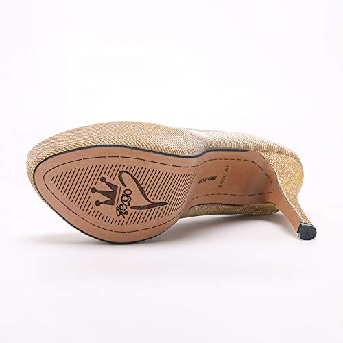 OCHENTA Women's Round Toe Platform Slip On High Heel Dress Pumps SG Gold Tag 36 - US B(M) 63