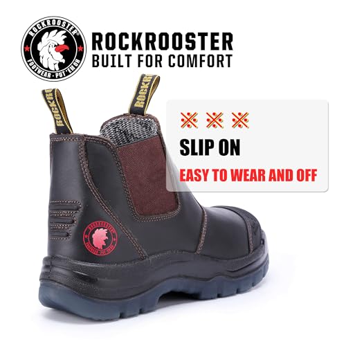 Image of ROCKROOSTER Work Boots for Men,7 inch,Steel Toe,Side Zipper, Oiled Leather Shoes,Static Control,Breathable,Quick Dry(AK232Z-245Z)