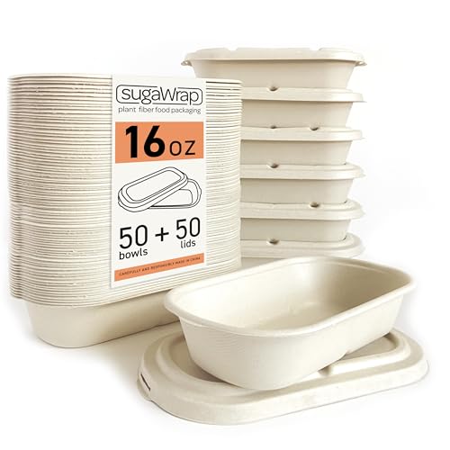 SugaWrap 16oz Oval Food Containers with Lids