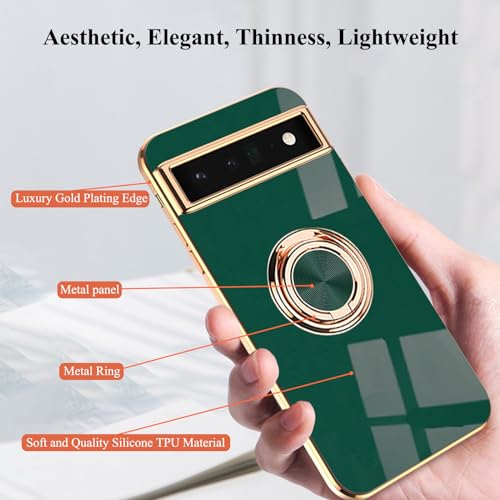 Coque Google Pixel 6A fine silicone avec bague aimantée verte - 3