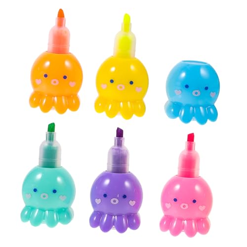 UTHCLO Resaltadores Forma de Pulpo con Colores Vivos Rotuladores Subrayadores para Libros y Notas Diseño Ergonómico para Adultos Marcador Multicolor para Escritura y Dibujo Escolar