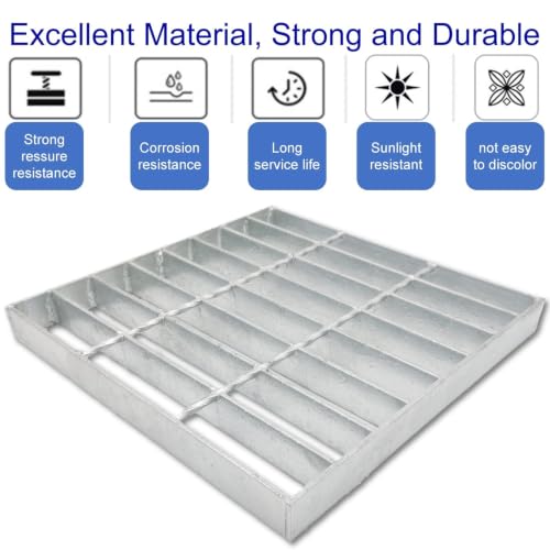 Image of Galvanized Steel Drain Grate, Driveway Channel Cover 10x10 in