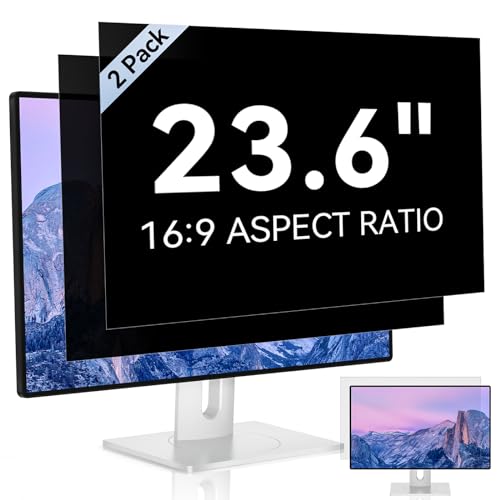 [2 Pack] 23.6 Inch Computer Privacy Screen for 16:9 Aspect Ratio Widescreen Monitor, Eye Protection Anti Glare Blue Light Computer Monitor Privacy Filter, Removable Anti-Scratch 23.6 Protector Film