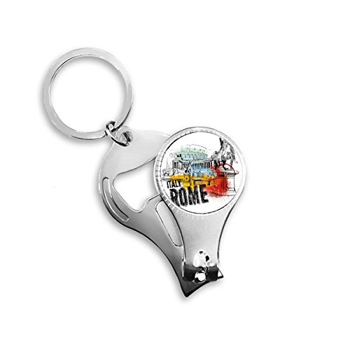 Porte-clés Rome multifonction : coupe-ongles et décapsuleur pour vos voyages et pique-niques