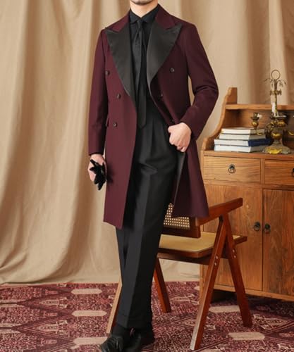 Mens Tailcoat Tuxedo Jacket Solid Swallowtail Dinner Party Blazer Dress Coat2
